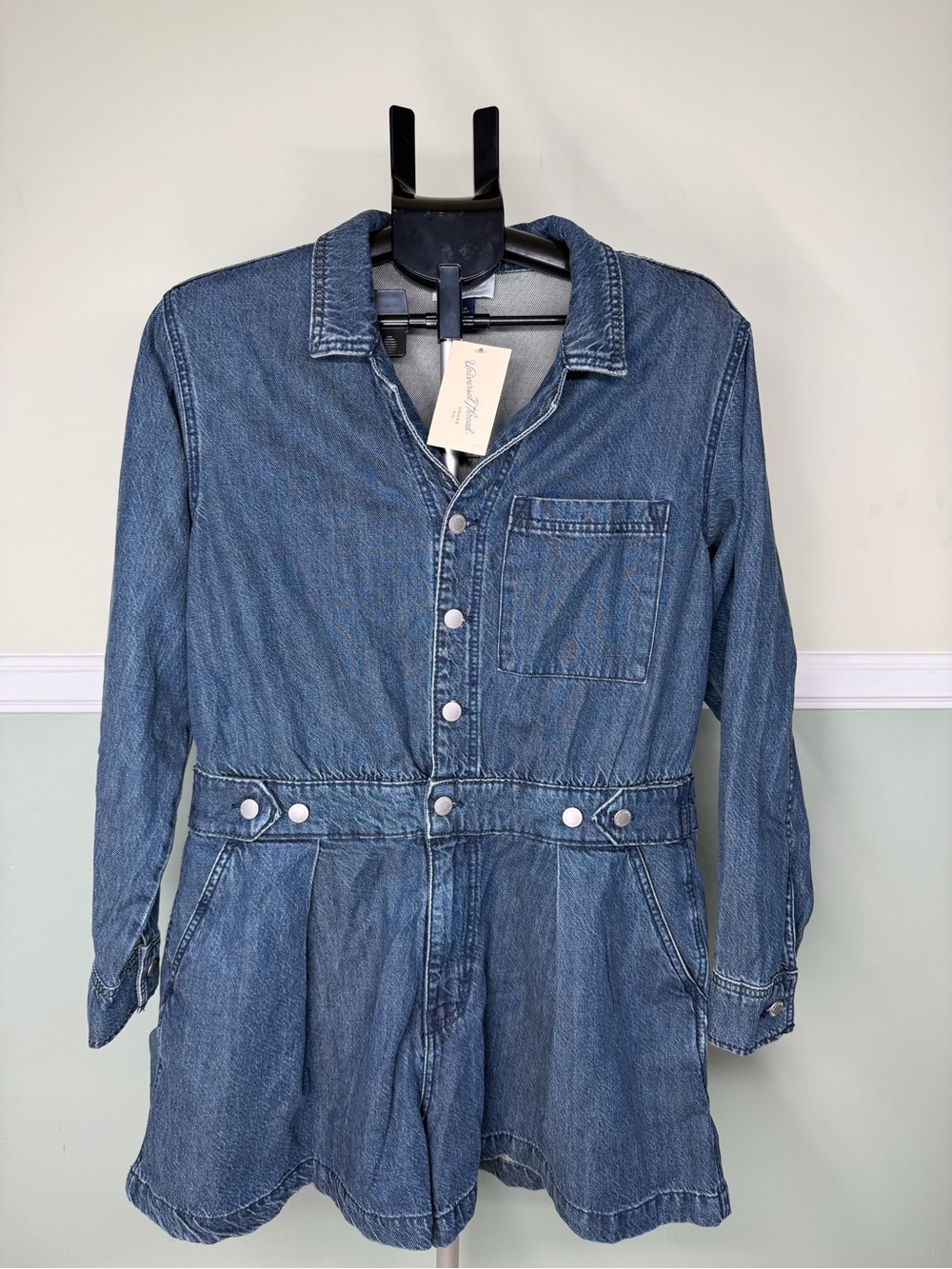 Universal Thread Blue Denim Long-Sleeve Romper Dress